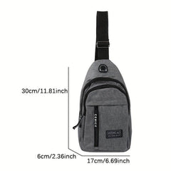 Men's Double Layer Crossbody Bag With Earphone Hole