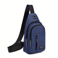 Men's Double Layer Crossbody Bag With Earphone Hole