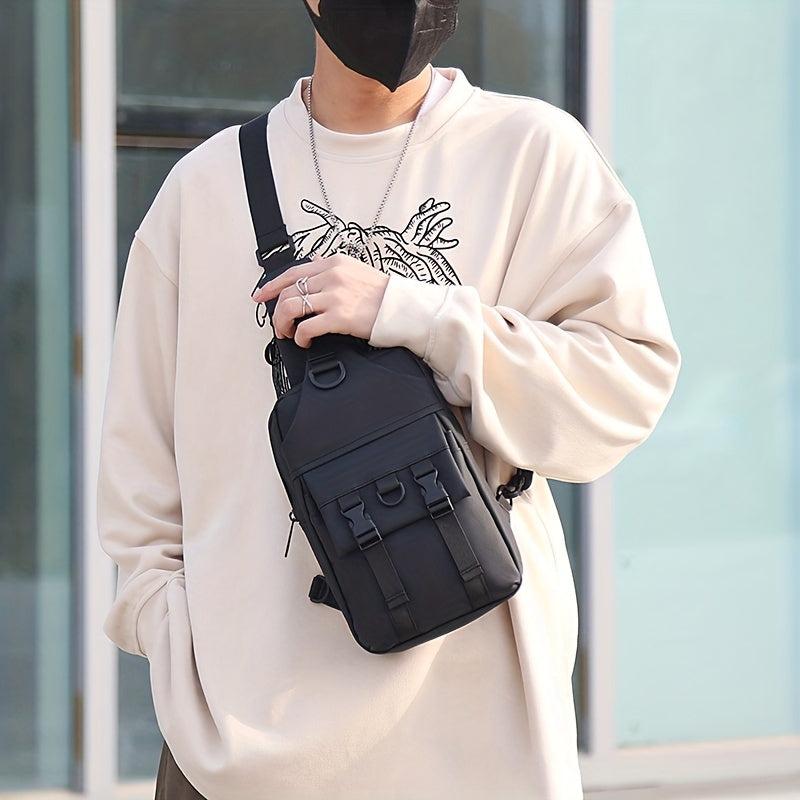 Men's Nylon Crossbody Chest Bag Multifunctional Backpack Large Capacity