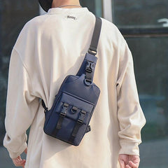 Men's Nylon Crossbody Chest Bag Multifunctional Backpack Large Capacity
