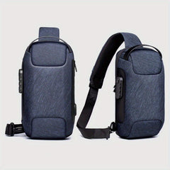 Men's Outdoor Waterproof Shoulder Bag Lock Crossbody Pack