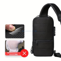 Men's Outdoor Waterproof Shoulder Bag Lock Crossbody Pack