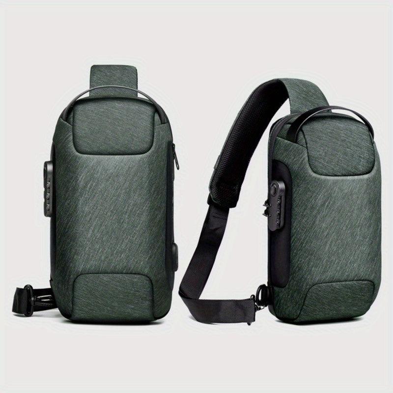 Men's Outdoor Waterproof Shoulder Bag Lock Crossbody Pack