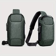 Men's Outdoor Waterproof Shoulder Bag Lock Crossbody Pack