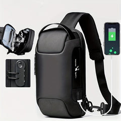 Men's Outdoor Waterproof Shoulder Bag Lock Crossbody Pack