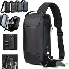 Men's Outdoor Waterproof Shoulder Bag Lock Crossbody Pack