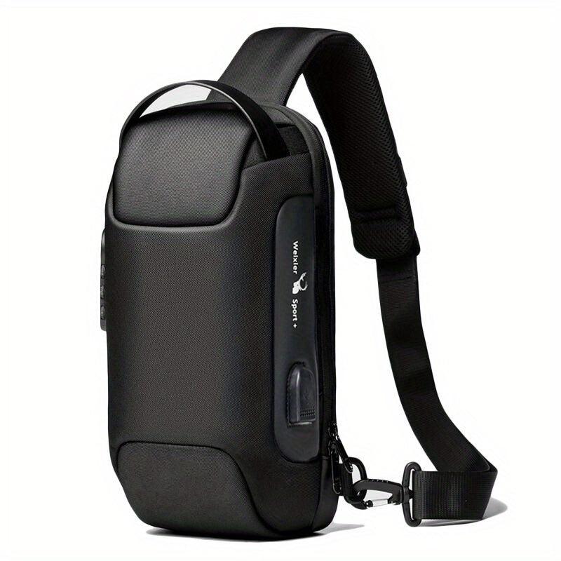 Men's Outdoor Waterproof Shoulder Bag Lock Crossbody Pack