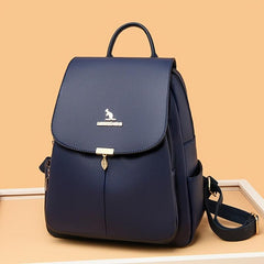 Metal Decor Flap Backpack Women's Faux Leather Bookbag Small Travel Daypack