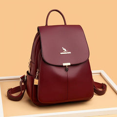 Metal Decor Flap Backpack Women's Faux Leather Bookbag Small Travel Daypack