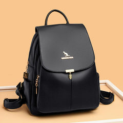 Metal Decor Flap Backpack Women's Faux Leather Bookbag Small Travel Daypack