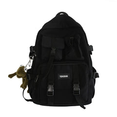 Large Capacity Zipper Backpack Solid Rucksack Preppy School Bag