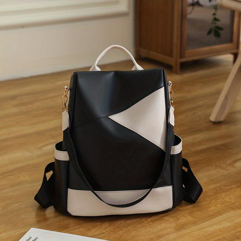 Women's Colorblock Backpack Purse Anti-Theft School Bag