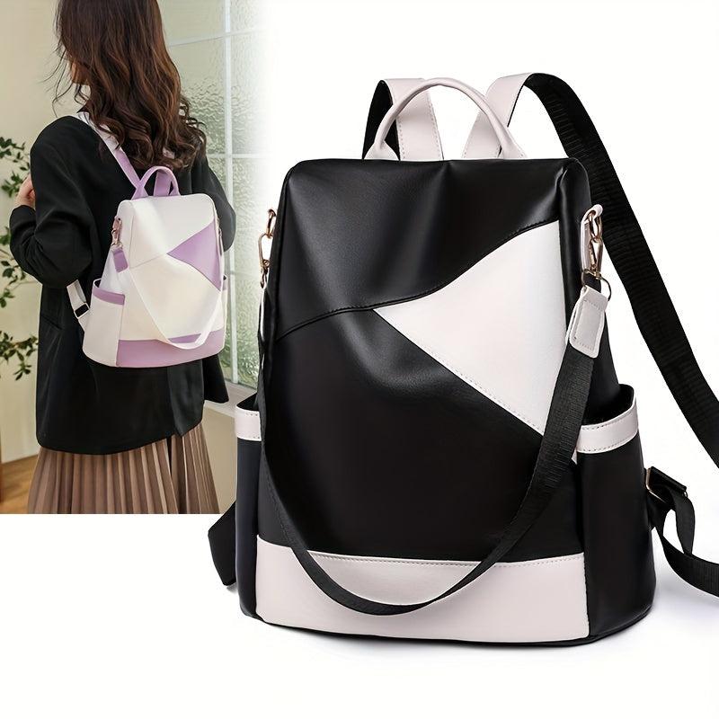 Women's Colorblock Backpack Purse Anti-Theft School Bag