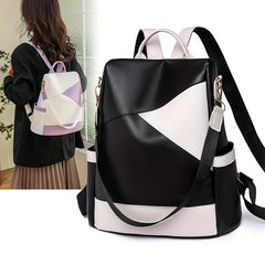 Women's Colorblock Backpack Purse Anti-Theft School Bag