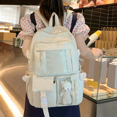 Minimalist Backpack All Match Rucksack School Bag With Bear