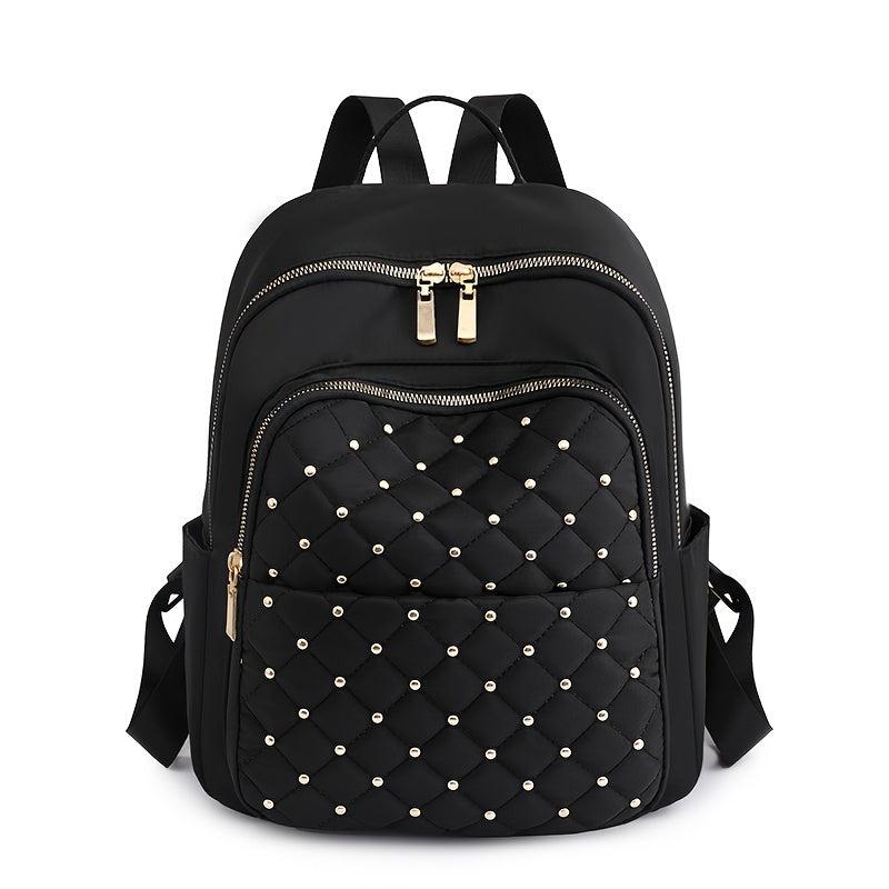 Quilted Detail Backpack Women's Nylon Travel Bookbag Student Schoolbag