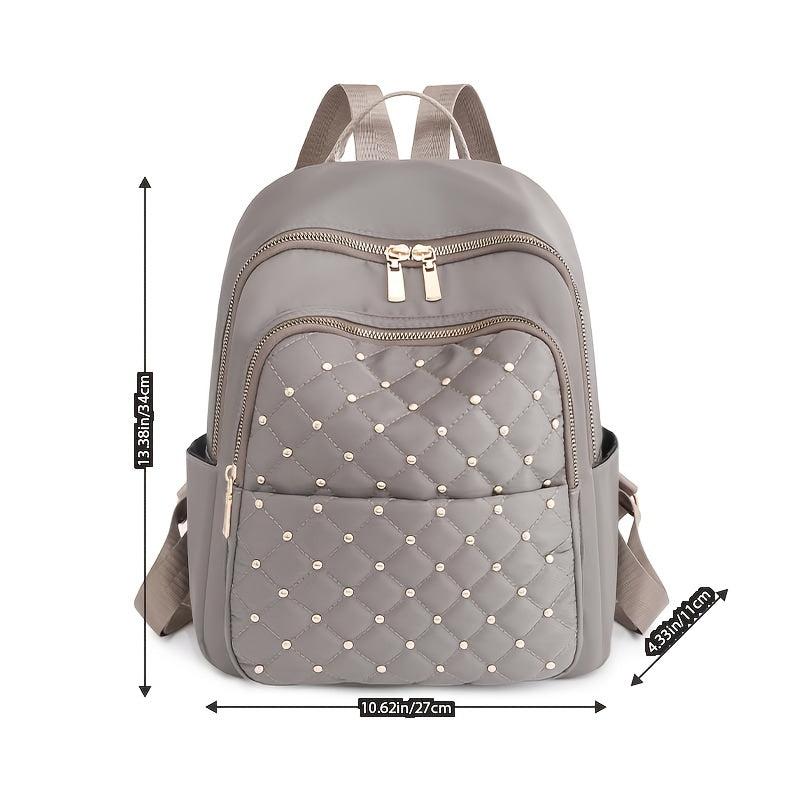 Quilted Detail Backpack Women's Nylon Travel Bookbag Student Schoolbag
