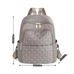 Quilted Detail Backpack Women's Nylon Travel Bookbag Student Schoolbag
