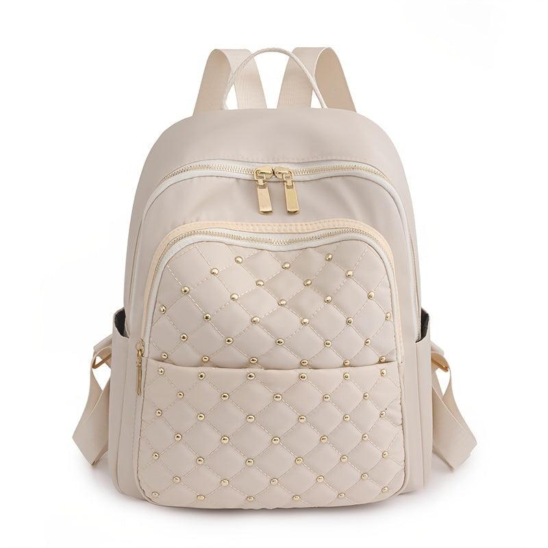 Quilted Detail Backpack Women's Nylon Travel Bookbag Student Schoolbag