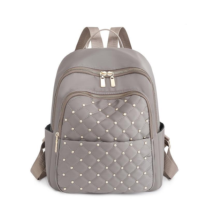 Quilted Detail Backpack Women's Nylon Travel Bookbag Student Schoolbag