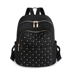 Quilted Detail Backpack Women's Nylon Travel Bookbag Student Schoolbag