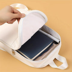 Small Solid Zipper Backpack PU Leather Textured School Backpack
