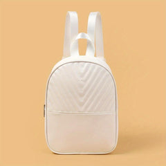 Small Solid Zipper Backpack PU Leather Textured School Backpack