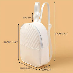 Small Solid Zipper Backpack PU Leather Textured School Backpack