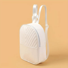 Small Solid Zipper Backpack PU Leather Textured School Backpack