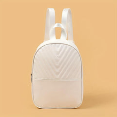 Small Solid Zipper Backpack PU Leather Textured School Backpack