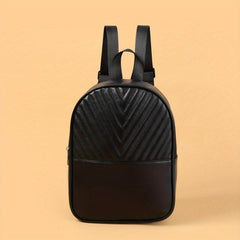 Small Solid Zipper Backpack PU Leather Textured School Backpack