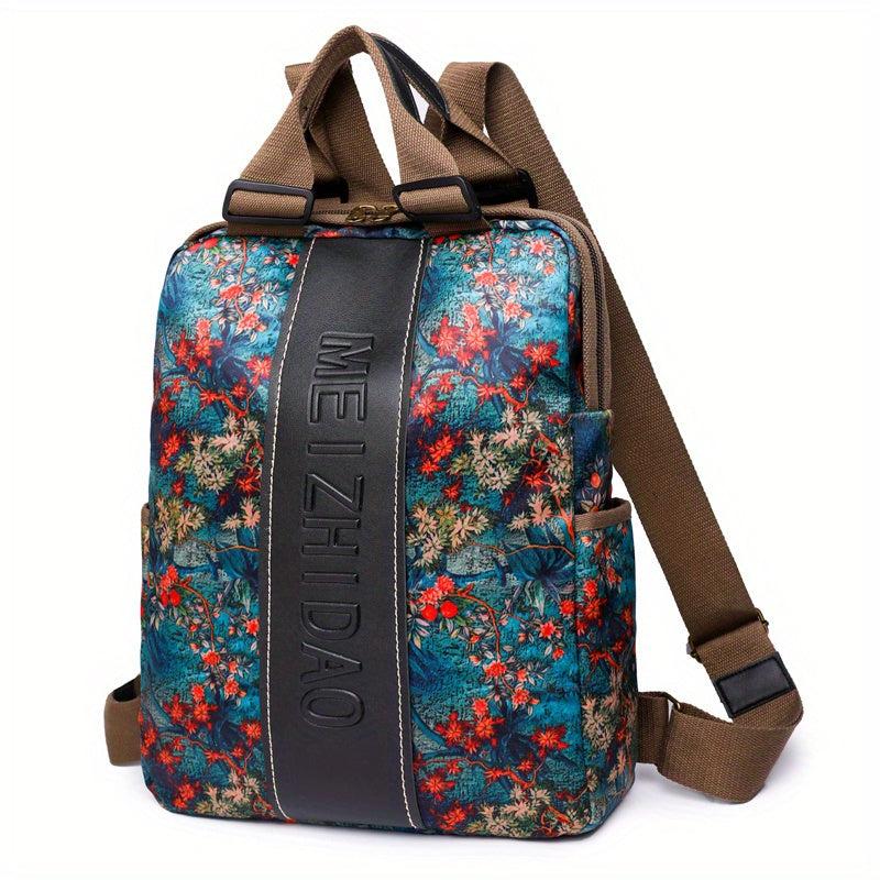 Vintage Floral Pattern Backpack Laptop Bag