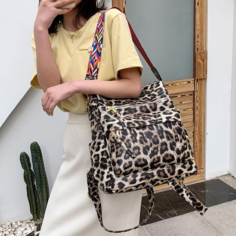 Leopard Pattern Backpack Purse Women's Anti theft Shoulder Bag