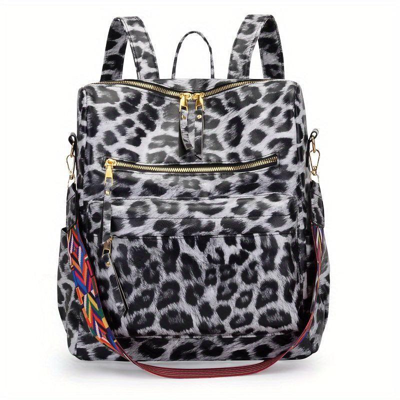 Leopard Pattern Backpack Purse Women's Anti theft Shoulder Bag