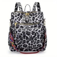Leopard Pattern Backpack Purse Women's Anti theft Shoulder Bag