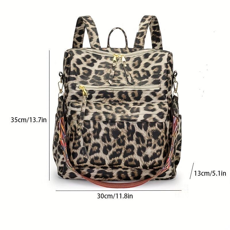 Leopard Pattern Backpack Purse Women's Anti theft Shoulder Bag