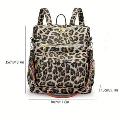 Leopard Pattern Backpack Purse Women's Anti theft Shoulder Bag