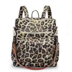 Leopard Pattern Backpack Purse Women's Anti theft Shoulder Bag