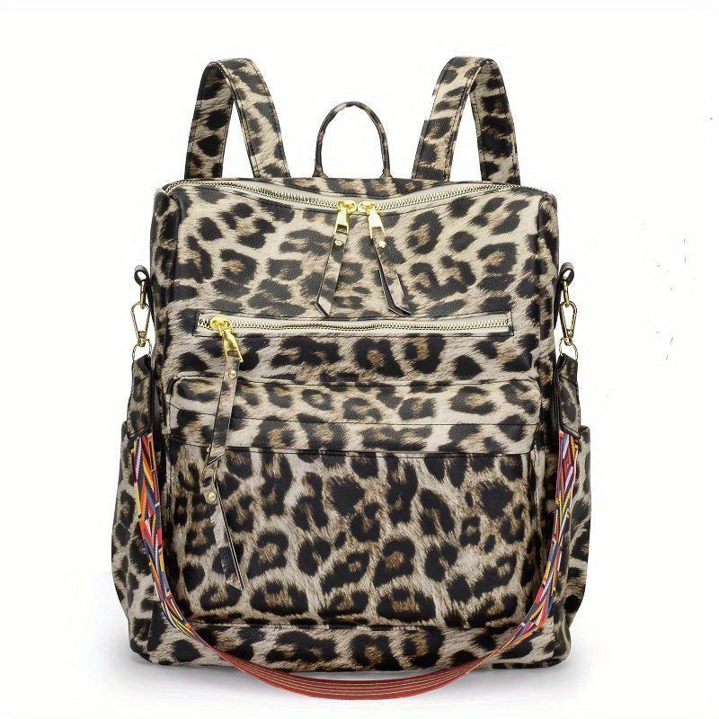 Leopard Pattern Backpack Purse Women's Anti theft Shoulder Bag