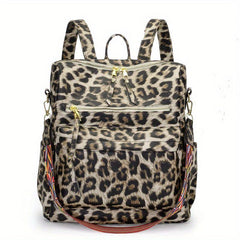 Leopard Pattern Backpack Purse Women's Anti theft Shoulder Bag