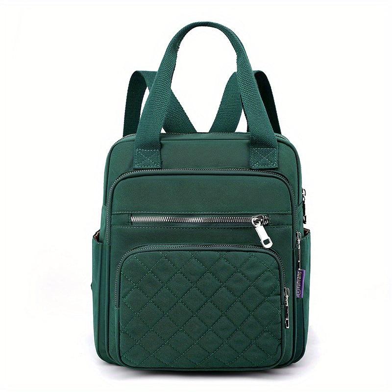 Argyle Quilted Backpack Women's Top Handle Daypack Purse