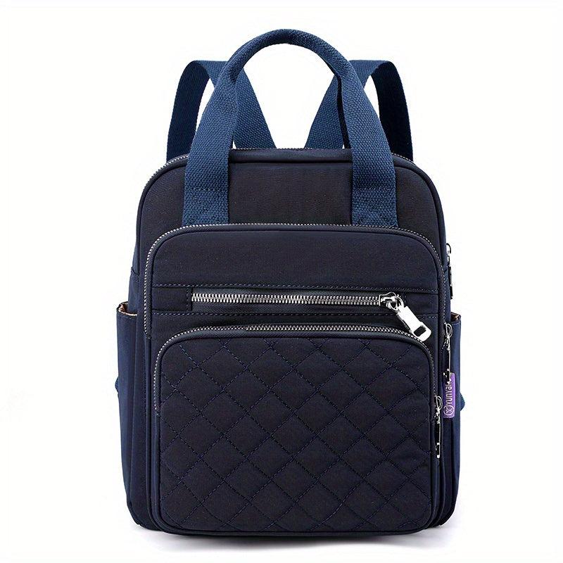 Argyle Quilted Backpack Women's Top Handle Daypack Purse