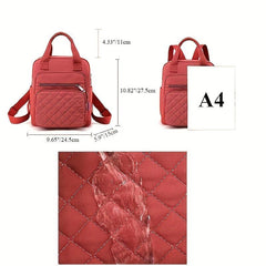 Argyle Quilted Backpack Women's Top Handle Daypack Purse