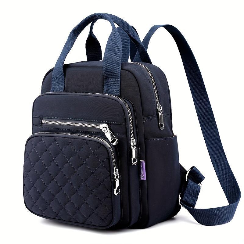 Argyle Quilted Backpack Women's Top Handle Daypack Purse