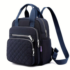 Argyle Quilted Backpack Women's Top Handle Daypack Purse