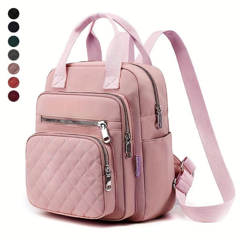 Argyle Quilted Backpack Women's Top Handle Daypack Purse