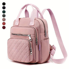Argyle Quilted Backpack Women's Top Handle Daypack Purse
