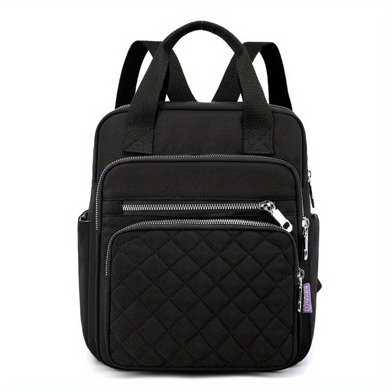 Argyle Quilted Backpack Women's Top Handle Daypack Purse