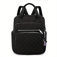 Argyle Quilted Backpack Women's Top Handle Daypack Purse