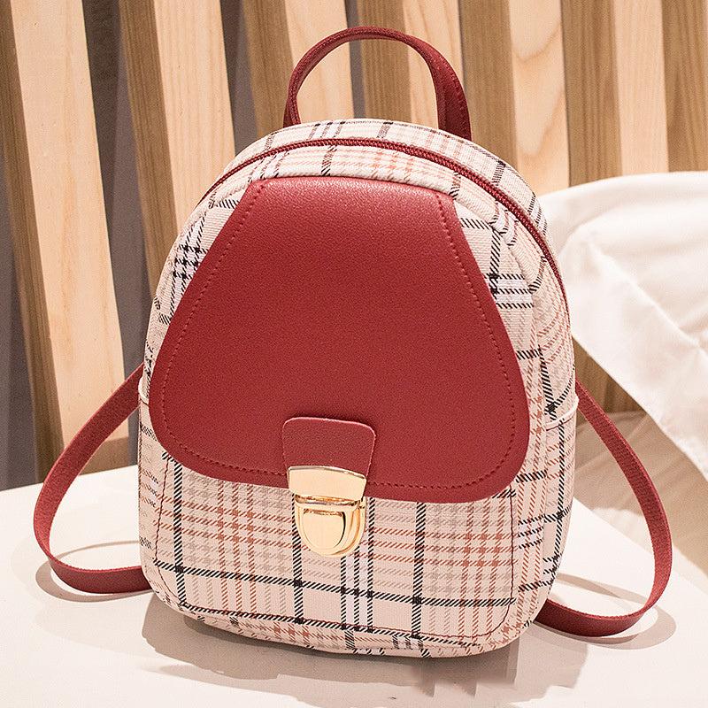 Plaid Graphic Backpack with Buckle Flap for Work